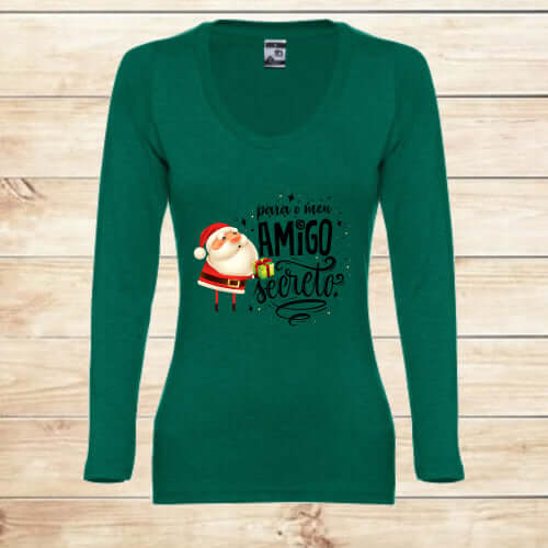 T-shirt comprida Mulher Natal Amigo Secreto