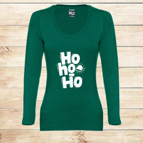 T-shirt comprida Mulher de Natal HOHOHO – Celebre com Estilo!