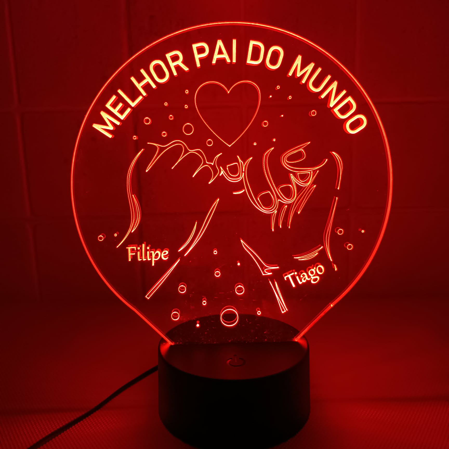 Acrílico LED de Melhor Pai do Mundo Personalizado 19cm