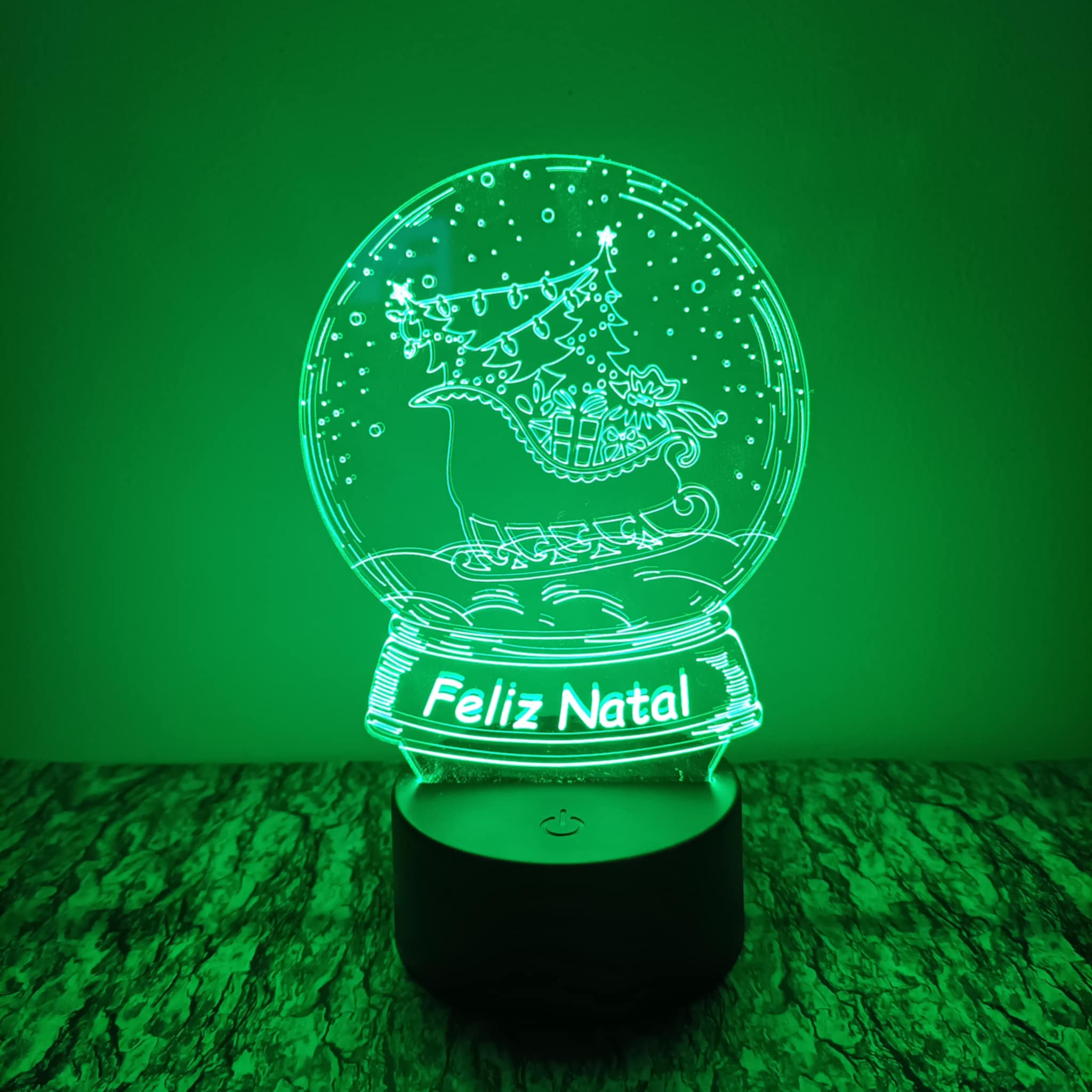 Trenó Feliz Natal LED 16cm