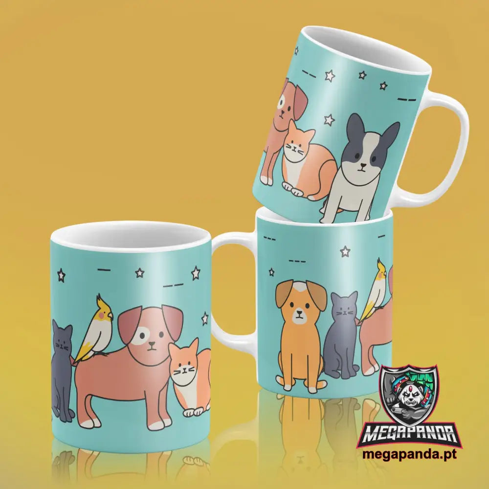 Caneca Cães E Gatos 3 Brindes