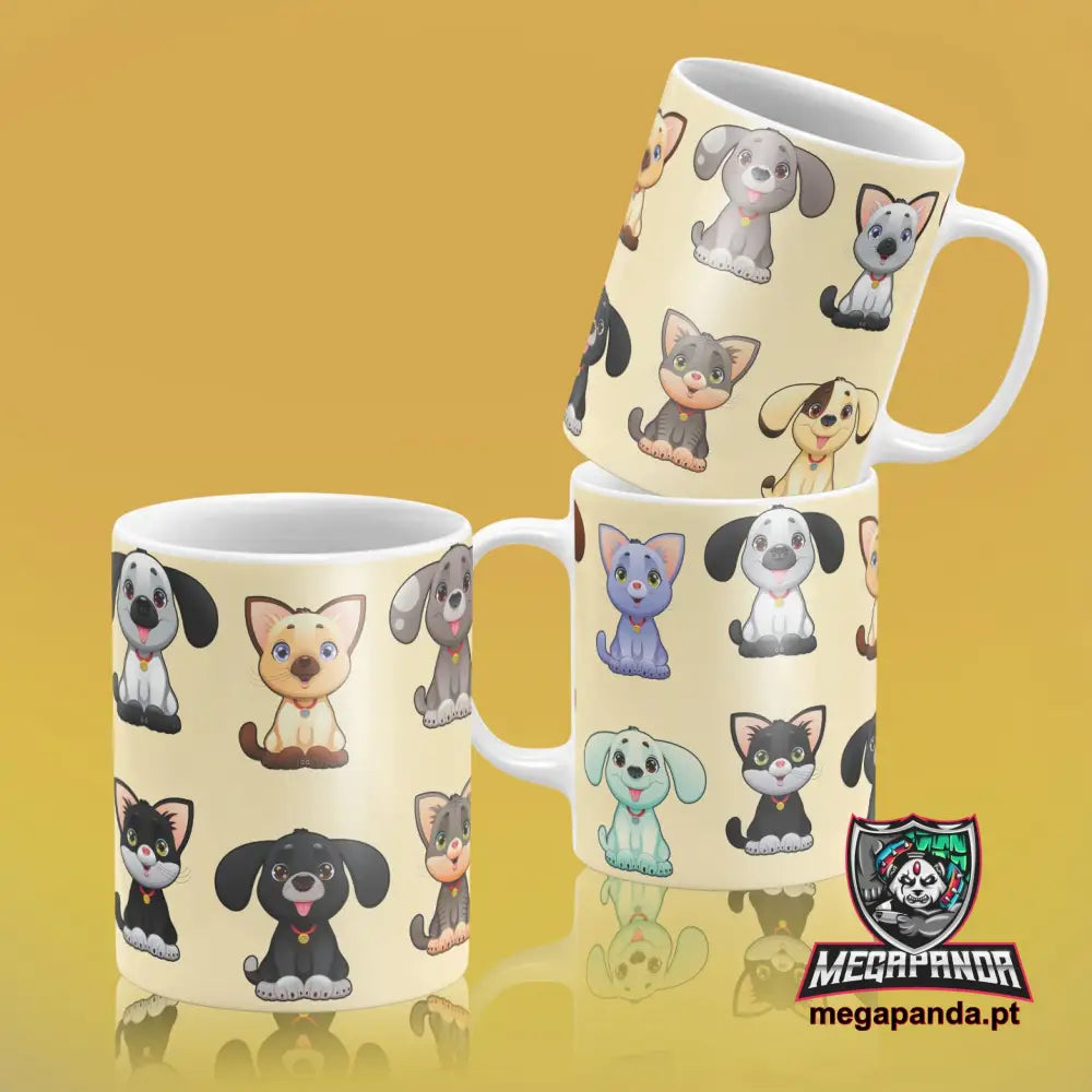 Caneca Cães E Gatos 4 Brindes