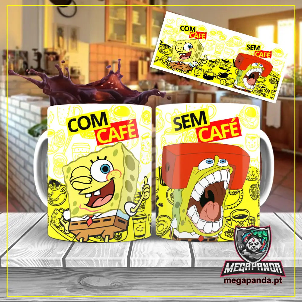 Caneca Com E Sem Café Bob Esponja Brindes