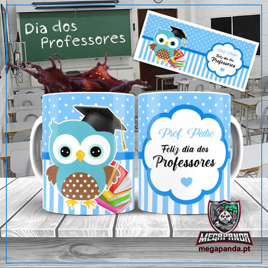 Caneca Feliz Dia Do Professor Azul Brindes