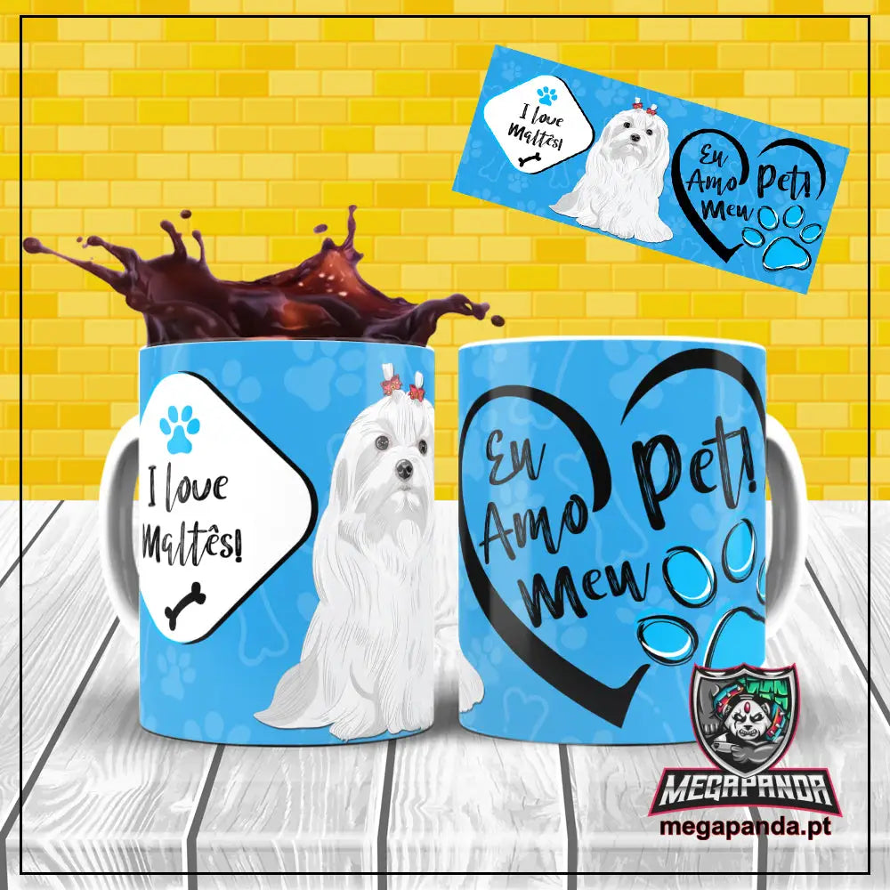 Caneca I Love My Pet Maltês 2 Brindes