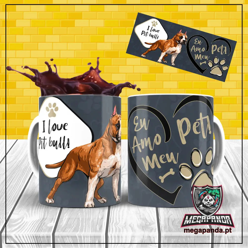 Caneca I Love My Pet Pit Bull Brindes