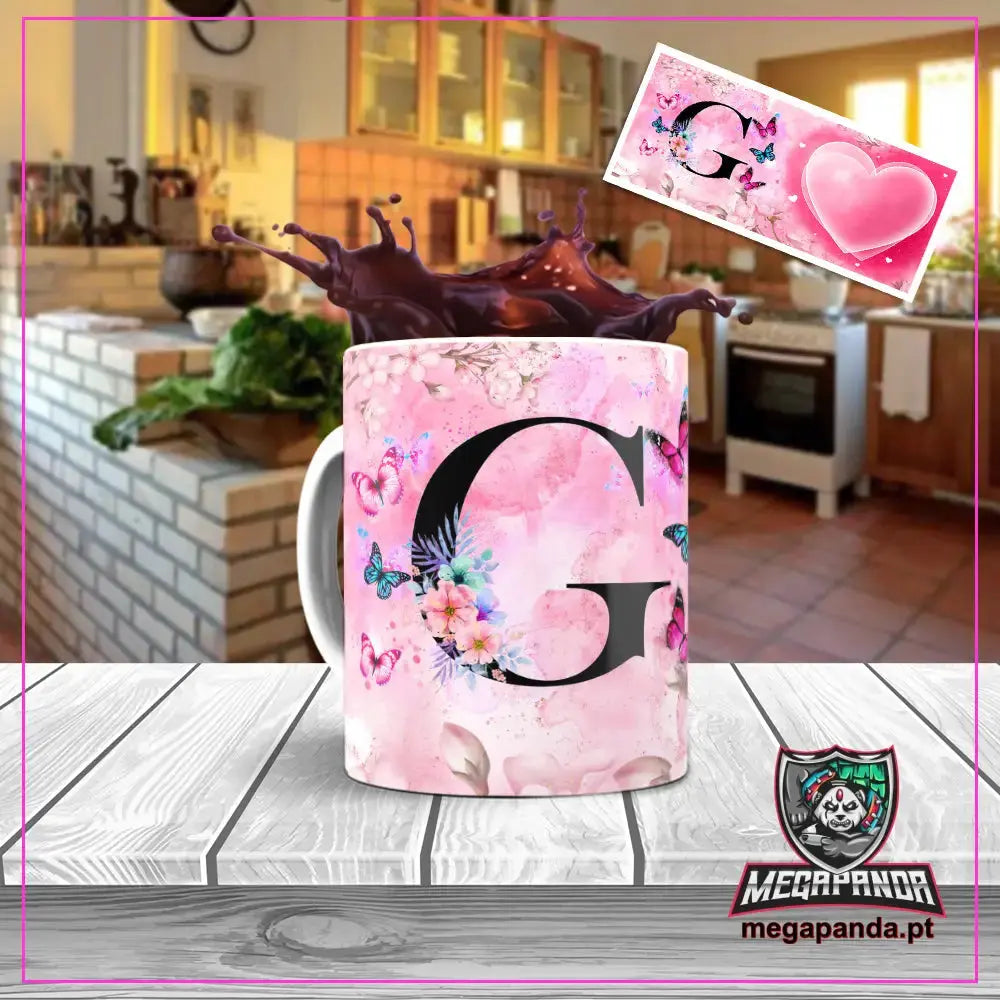 Caneca letra dos nomes Borboleta
