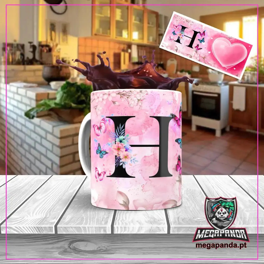 Caneca letra dos nomes Borboleta