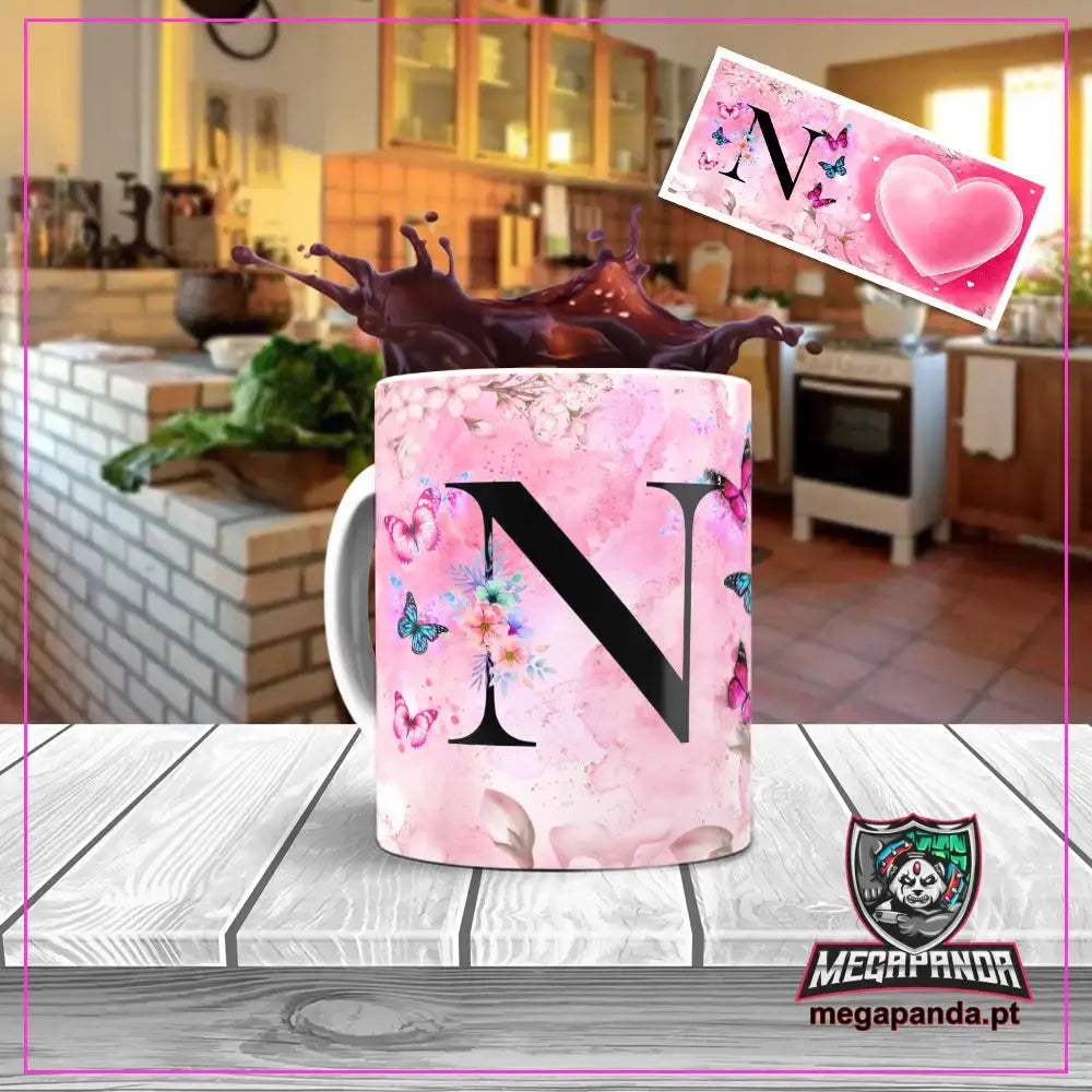 Caneca letra dos nomes Borboleta
