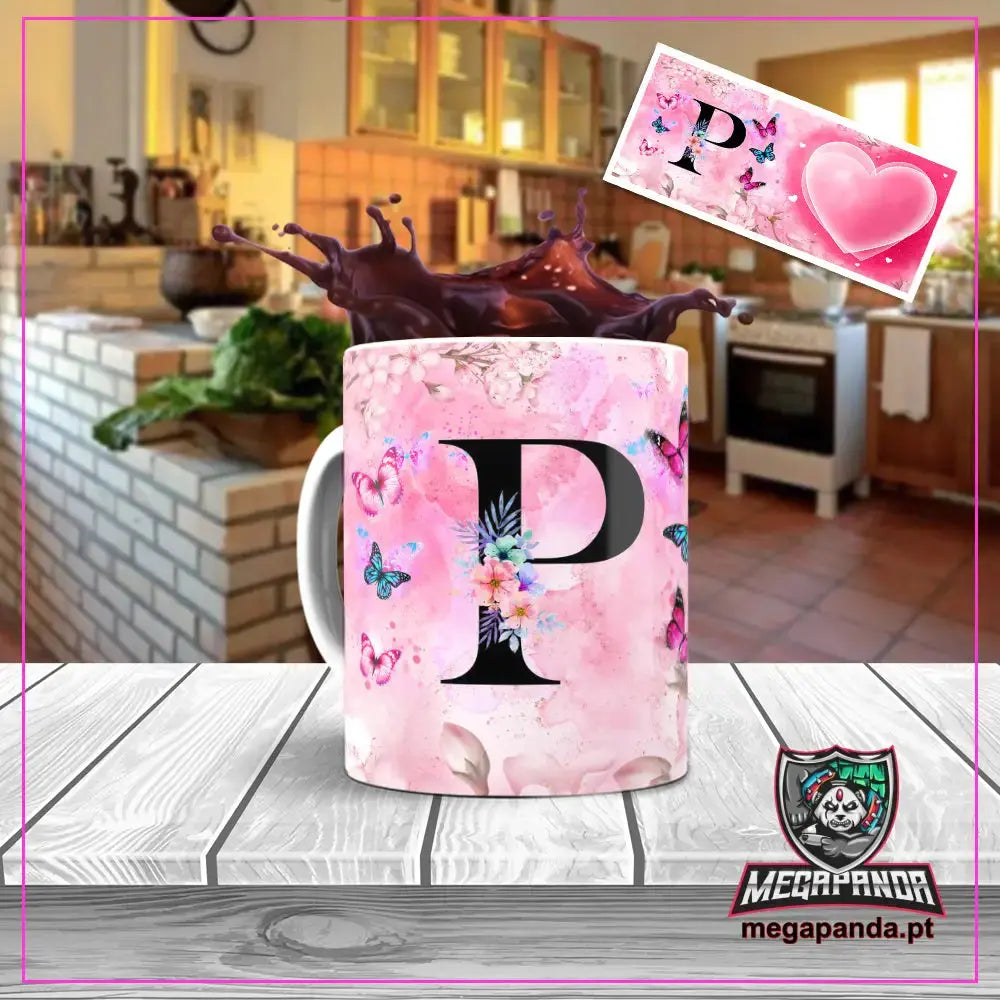 Caneca letra dos nomes Borboleta