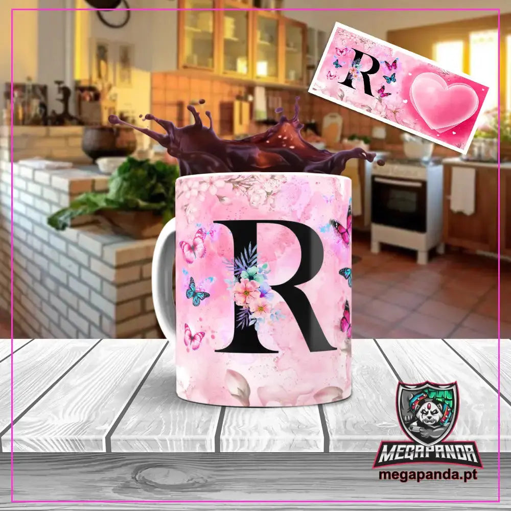 Caneca letra dos nomes Borboleta