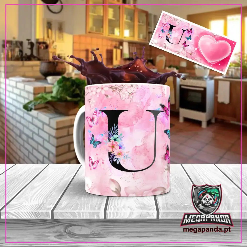 Caneca letra dos nomes Borboleta