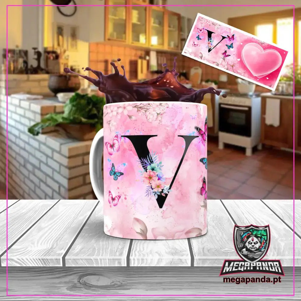 Caneca letra dos nomes Borboleta
