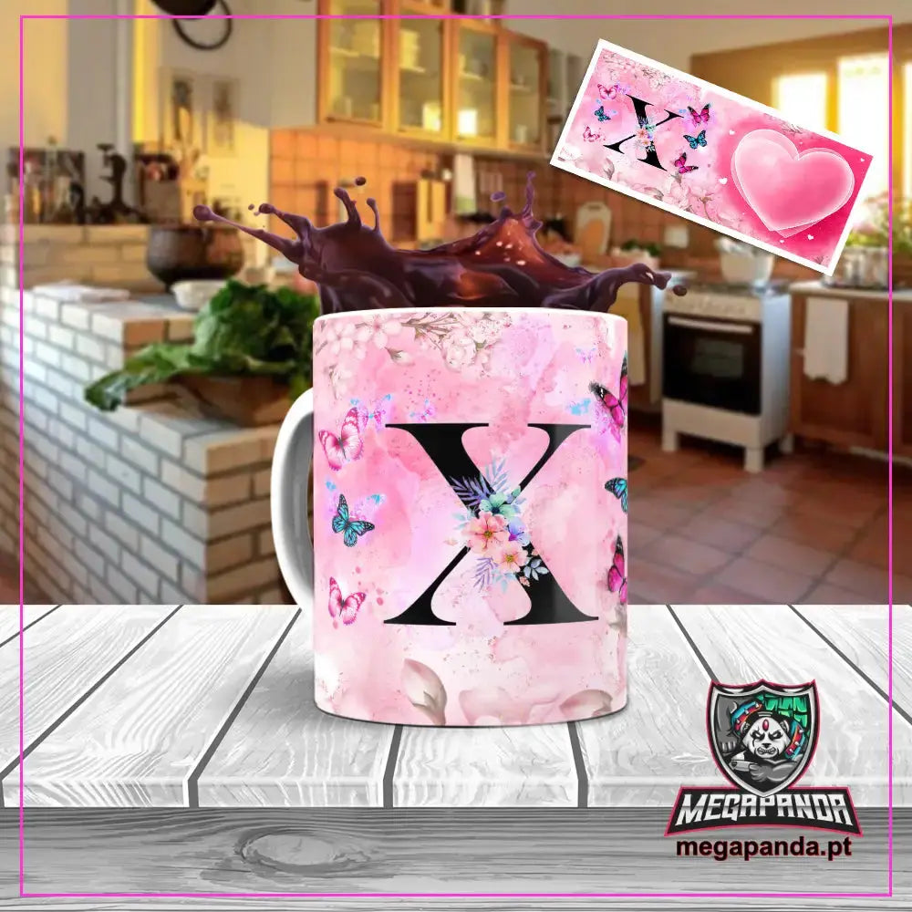 Caneca letra dos nomes Borboleta