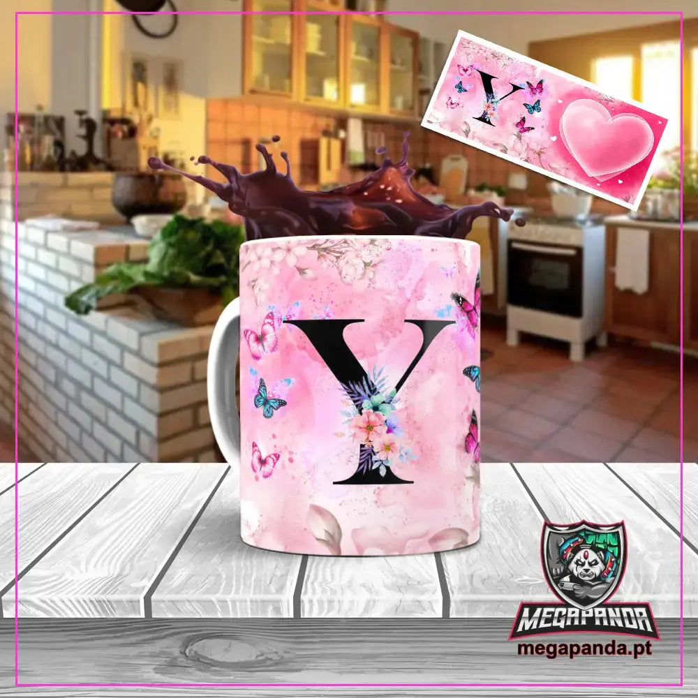 Caneca letra dos nomes Borboleta