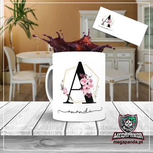 Taza con letras de búho