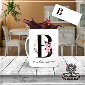 Taza con letras de búho