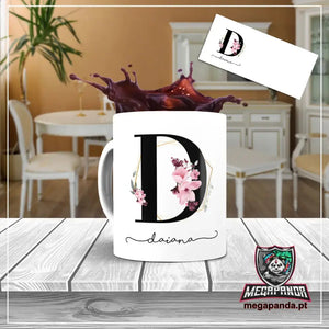 Taza con letras de búho