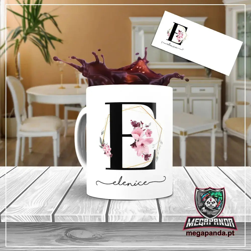 Taza con letras de búho