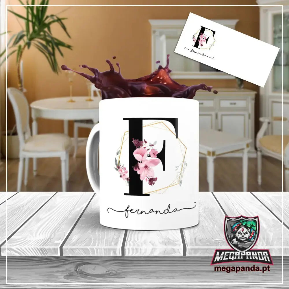 Taza con letras de búho