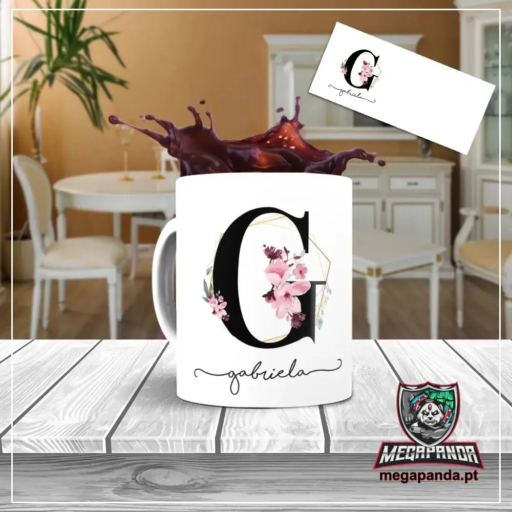 Taza con letras de búho