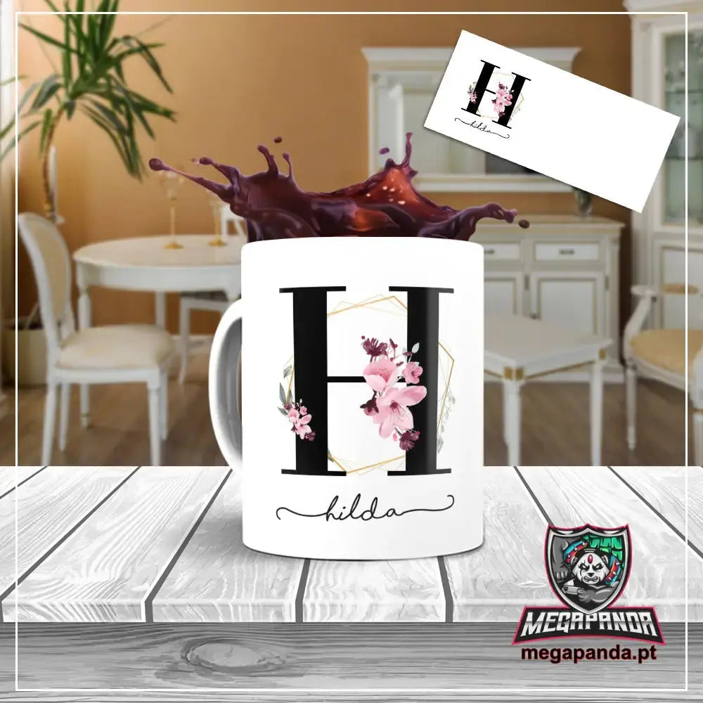 Taza con letras de búho