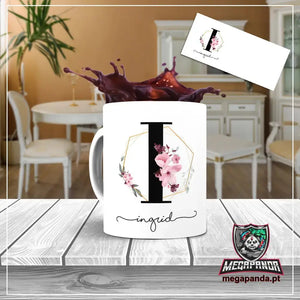 Taza con letras de búho