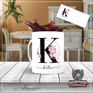 Taza con letras de búho