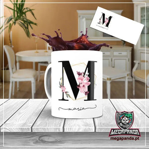 Taza con letras de búho