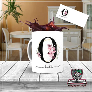 Taza con letras de búho