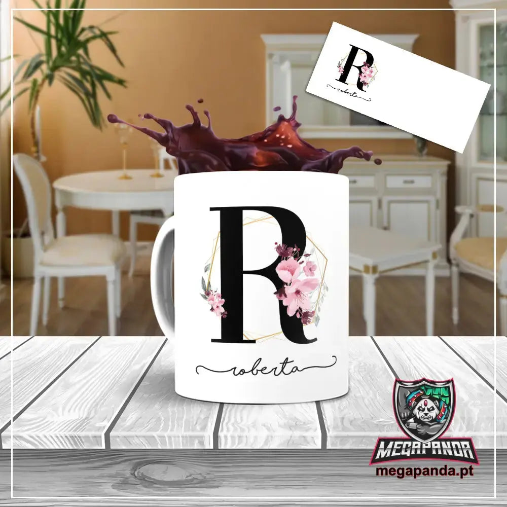 Taza con letras de búho