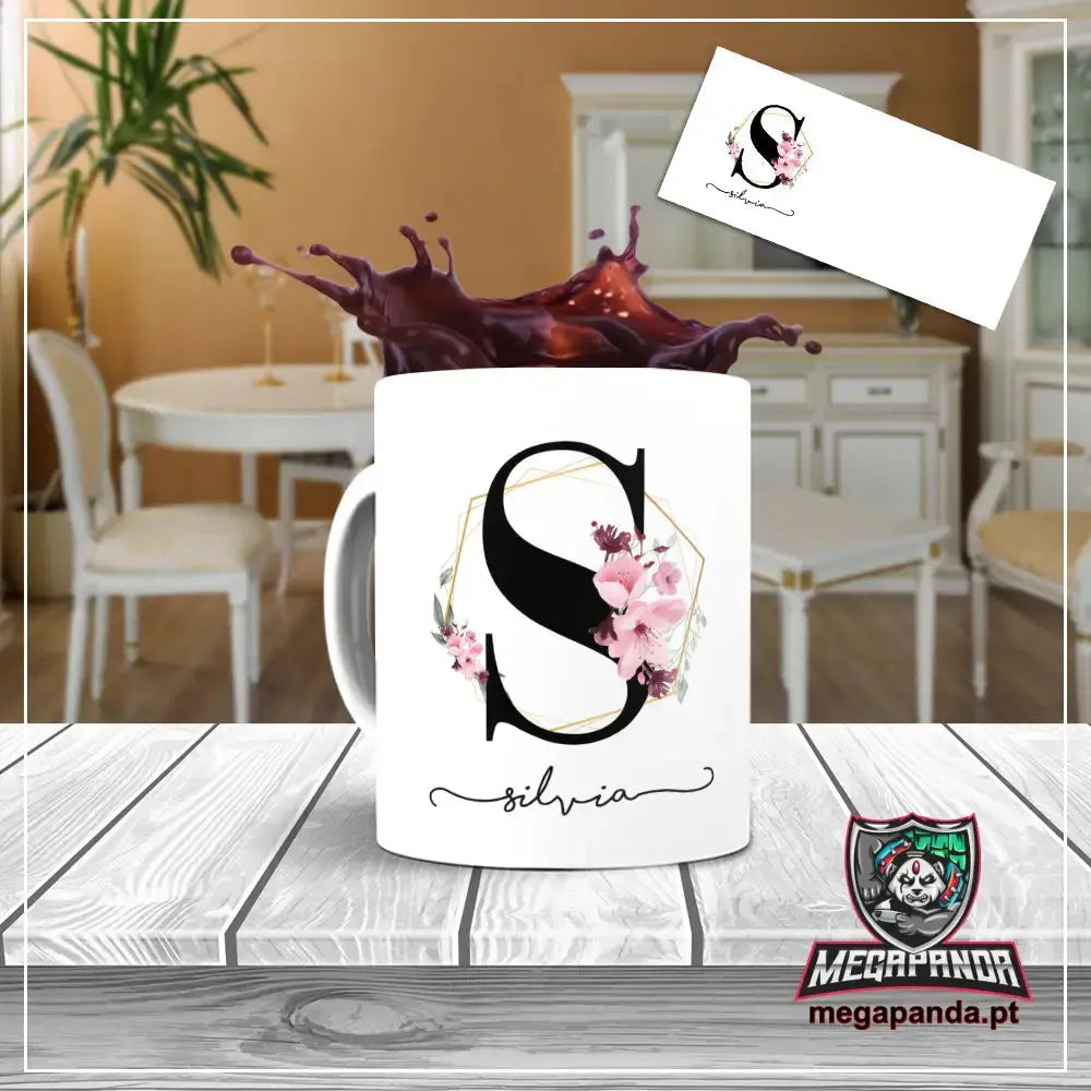 Taza con letras de búho