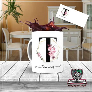 Taza con letras de búho