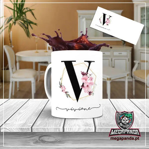 Taza con letras de búho