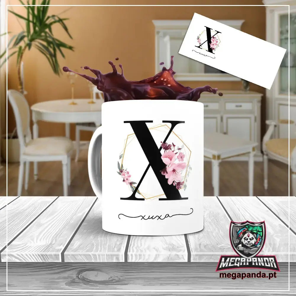 Taza con letras de búho