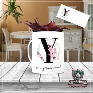 Taza con letras de búho