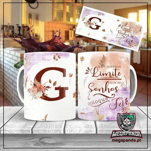 Taza con letras de búho