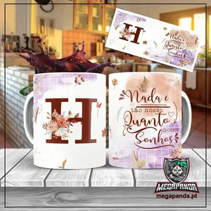 Taza con letras de búho