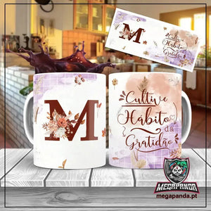 Taza con letras de búho