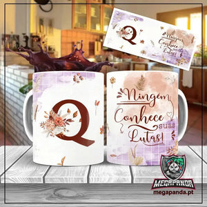 Taza con letras de búho