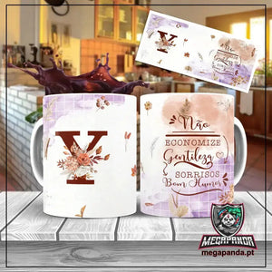 Taza con letras de búho