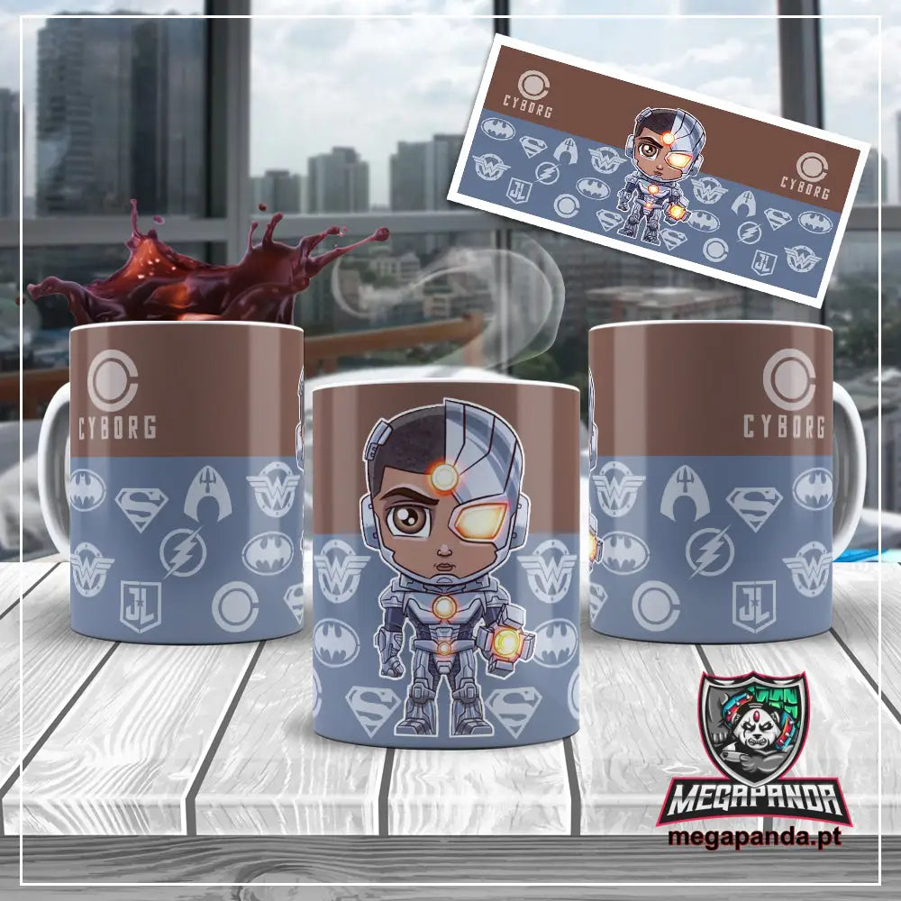 Caneca Liga da Justiça Cyborg Chibi