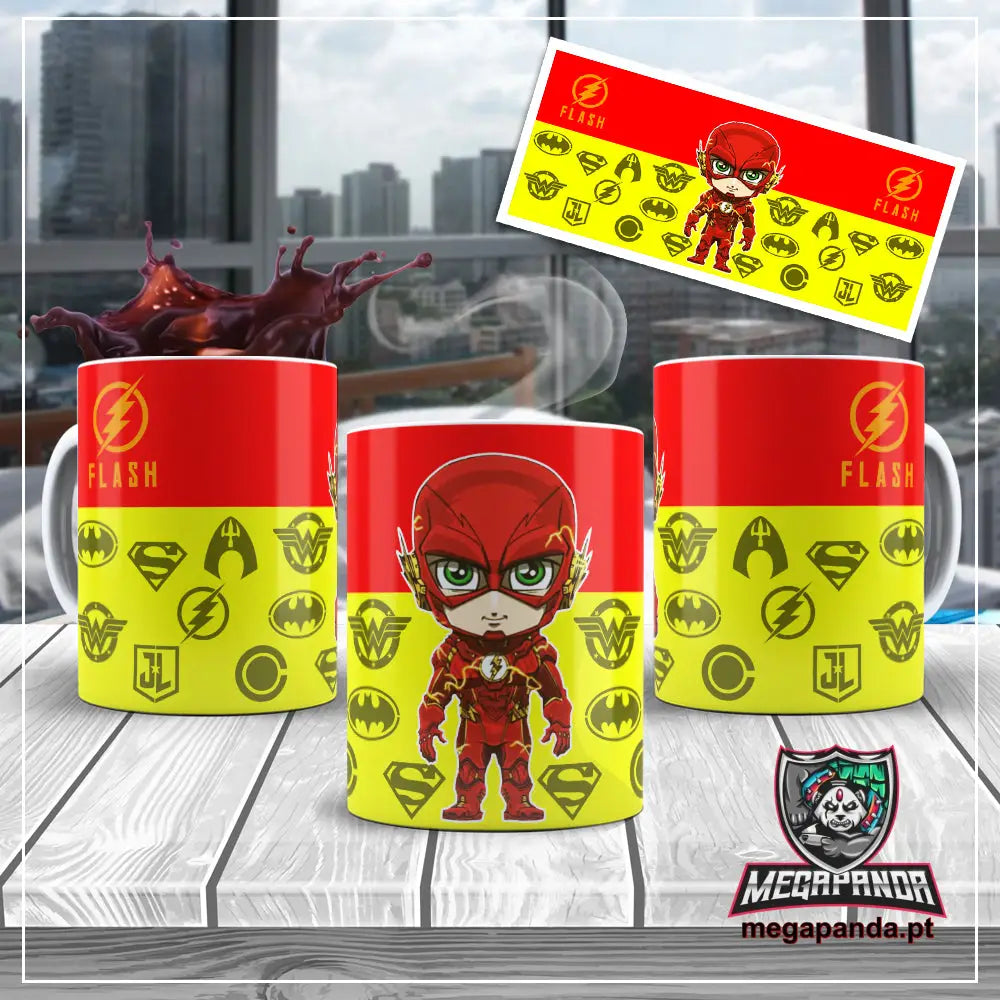 Caneca Liga da Justiça Flash Chibi