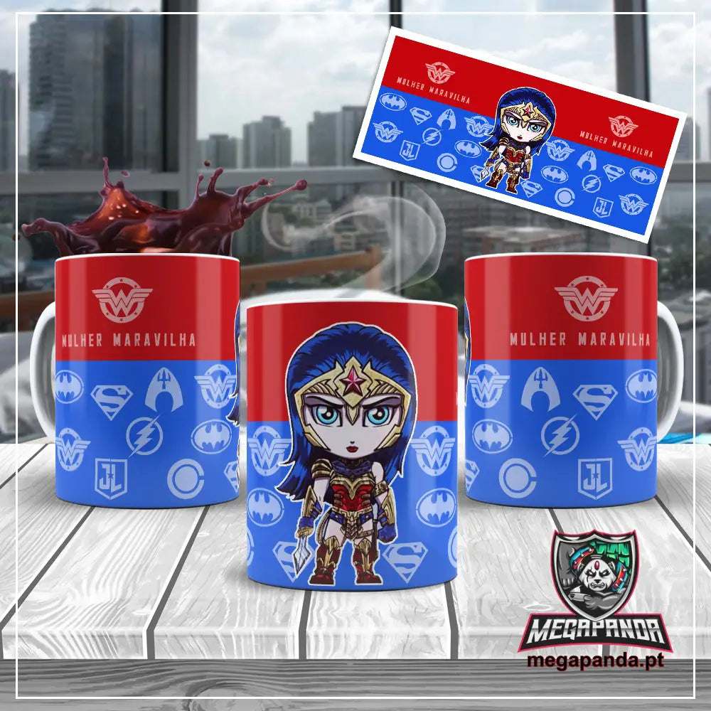 Caneca Liga da Justiça Mulher Maravilha Chibi