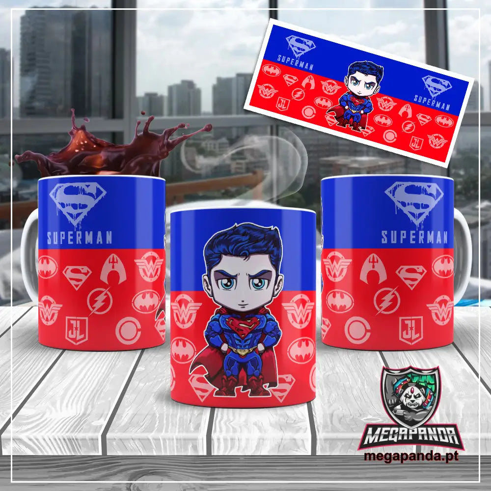 Caneca Liga Da Justiça Superman Chibi Brindes