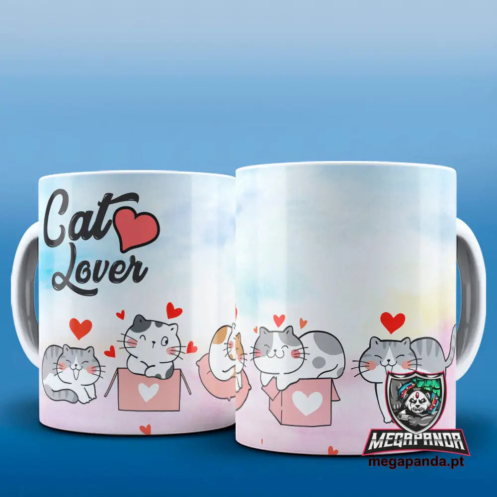 Caneca Lover Cat Corações 2 Brindes