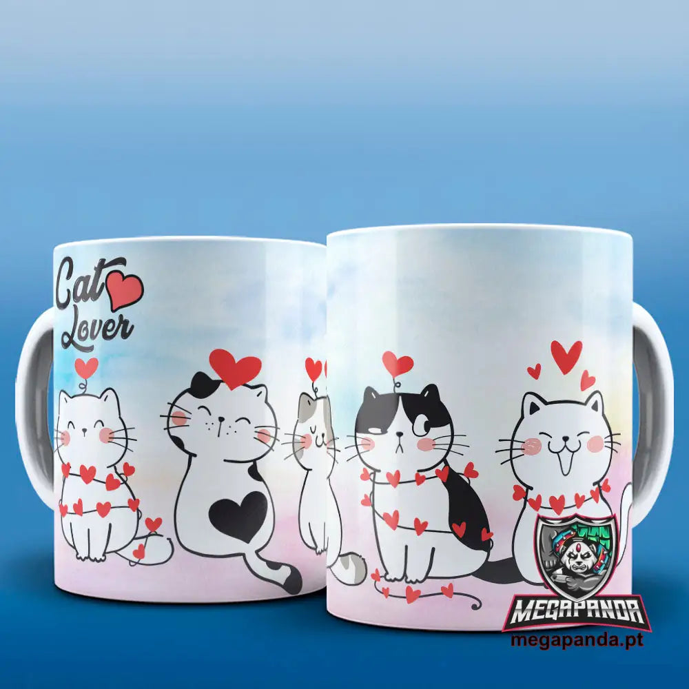 Caneca Lover Cat Corações Brindes