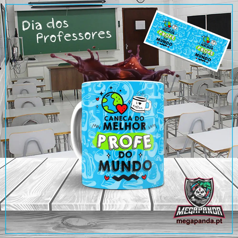 Caneca Melhor Prof do Mundo Azul