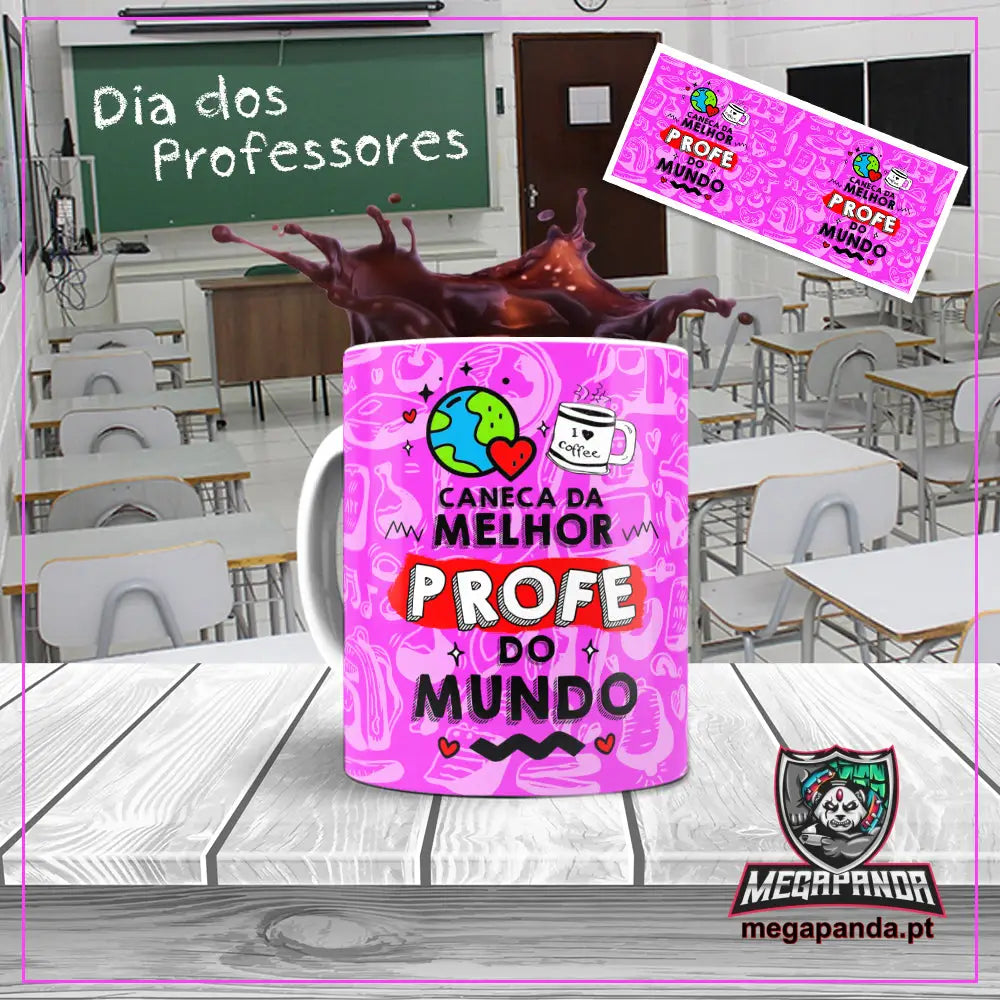 Caneca Melhor Prof do Mundo Rosa