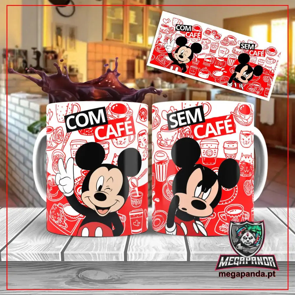 Caneca Mickey com e sem café